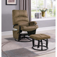 Coaster Furniture 650005 Glider Recliner with Ottoman Brown and Black
